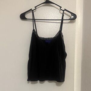 Elegant Black Lace Trim Cami Top